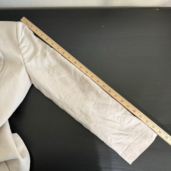 Mango MNG Blazer Small‎ 4 Tan Cream Double Breasted Lined Jacket Oversized Fit - Picture 8 of 8